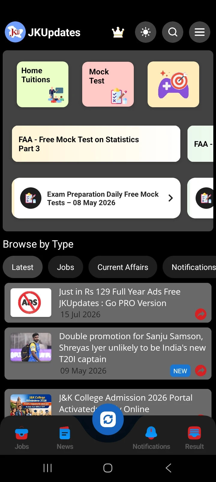 JKUpdates Jobs, JK News, Mocks screenshot